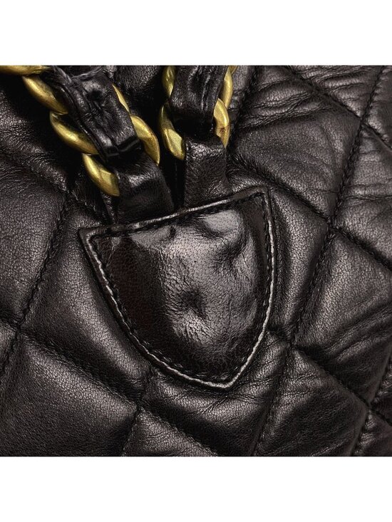 Chanel CC Logo Chain Backpack Quilted Leather Black main image 12